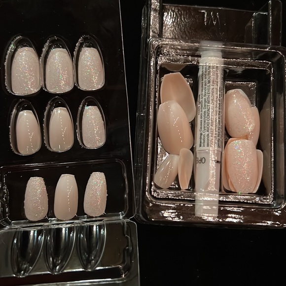 SALE 2 BOXES Matching Sets PRESS ON Nails Glossy Glitter Frosted Coffin Nails - Picture 2 of 13